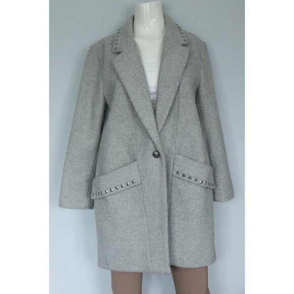 BCBGeneration Women's Size Medium Gray Coat Studded Collar Wool Midi Jacket $325 - Picture 10 of 10